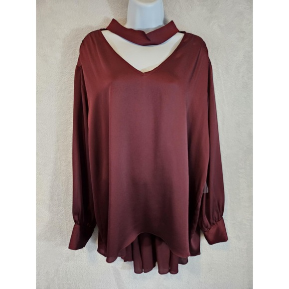 Vince Camuto Blouse Womens Plus 3X Keyhole Tunic Pleated Top Plus Size Fashion - Picture 2 of 16